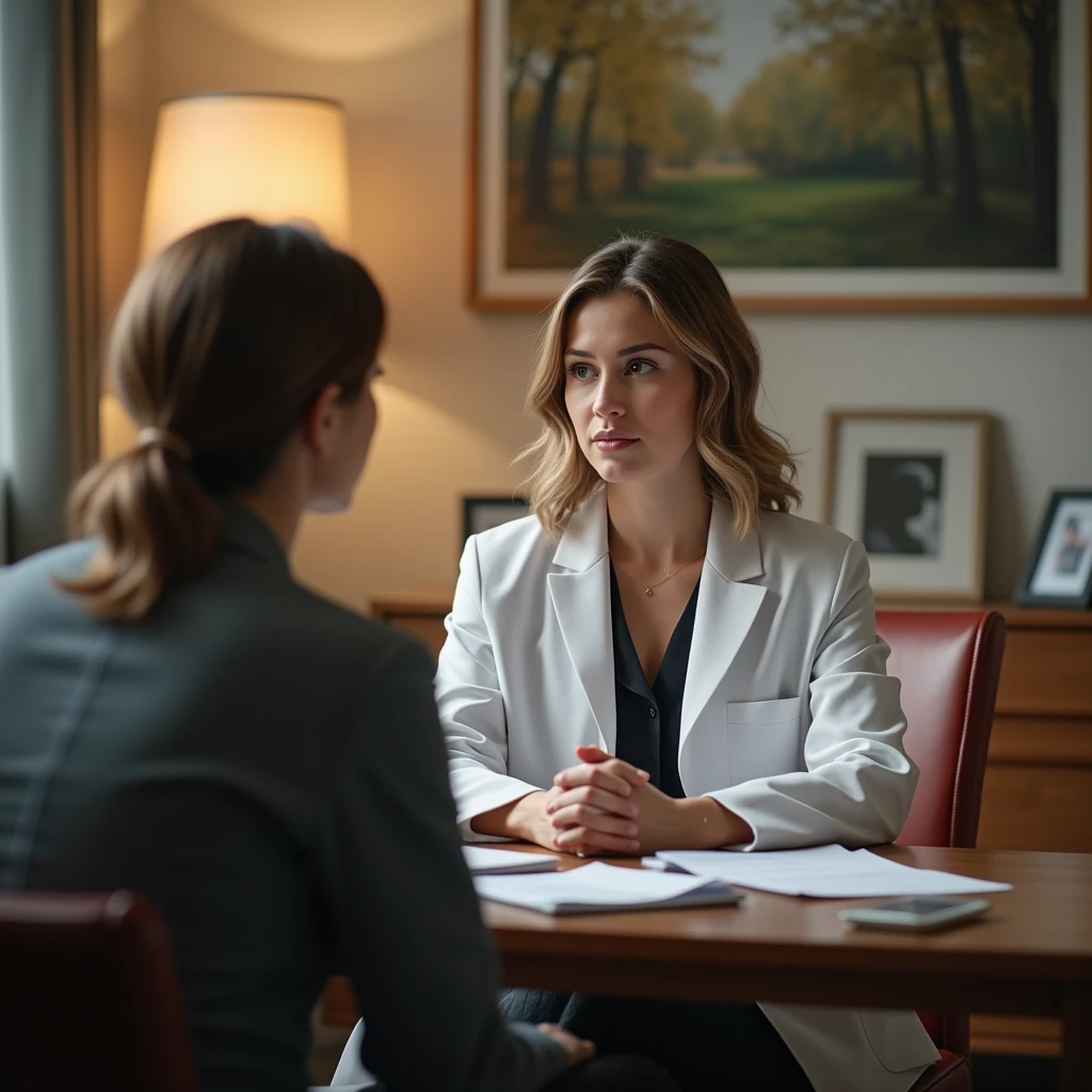 Female psychologist from cognitive behavioral psychology attending patient