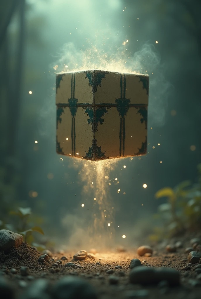 A box floating in mid-air, perhaps surrounded by surreal or dreamlike elements, indicating that the "box" itself is not bound by reality.