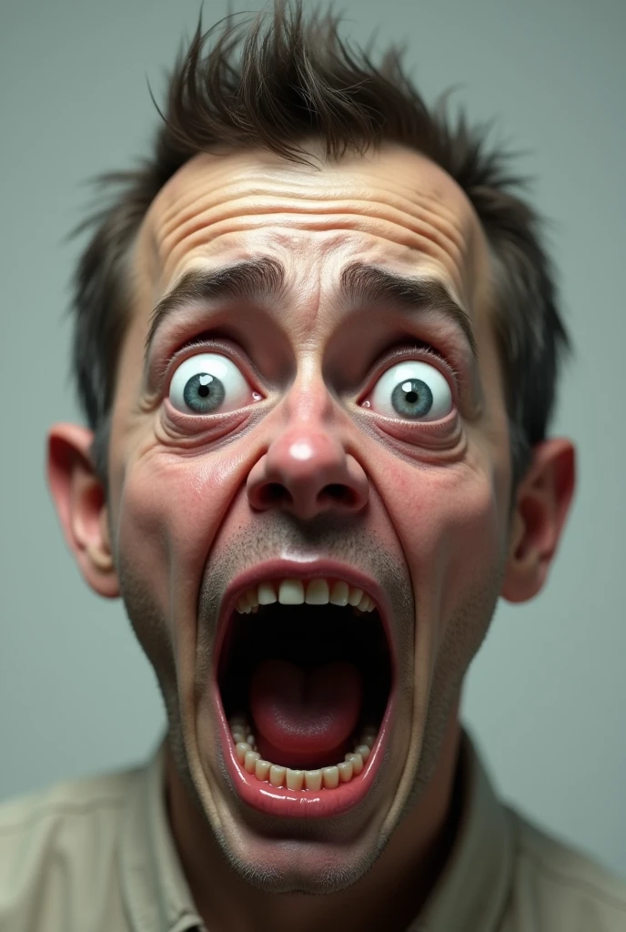 An extremely scared ordinary face