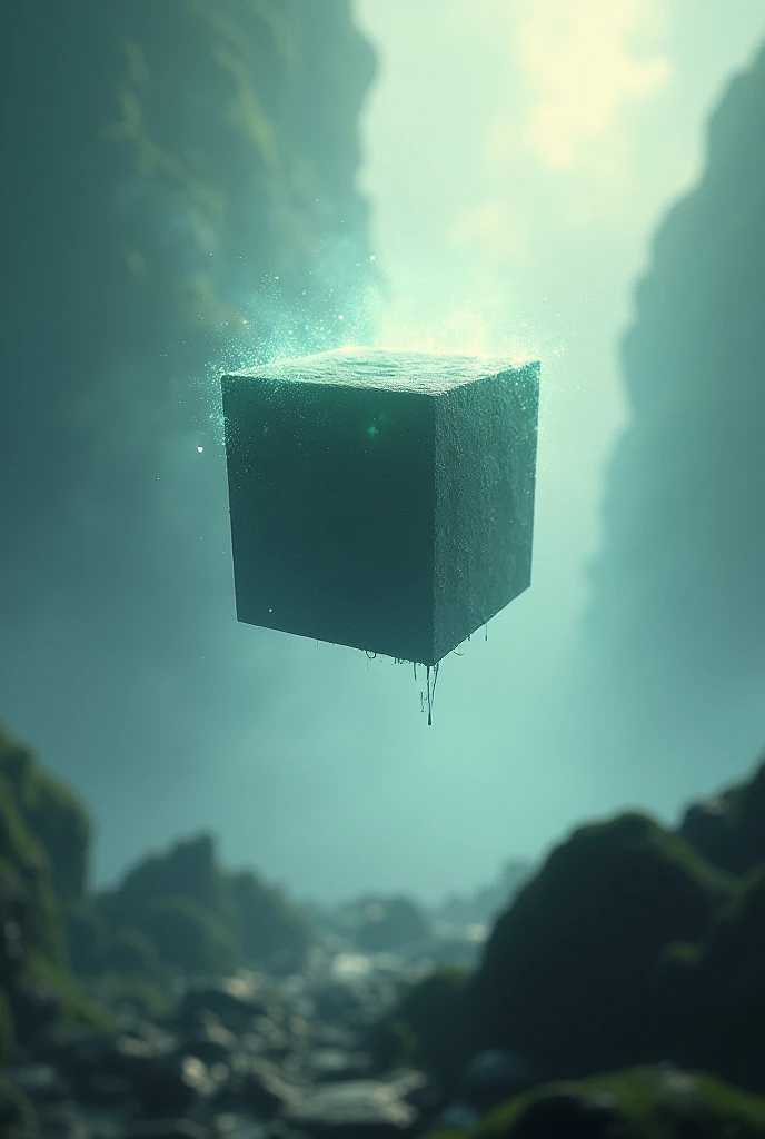 A box floating in mid-air, perhaps surrounded by surreal or dreamlike elements, indicating that the "box" itself is not bound by reality.