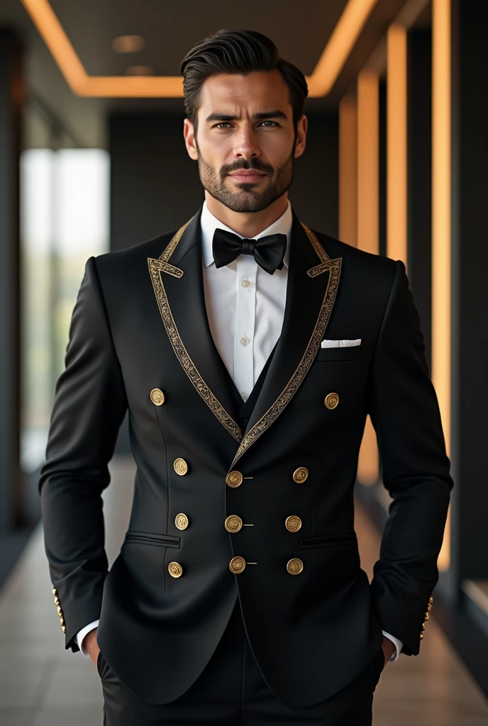 Men's suit with gold details