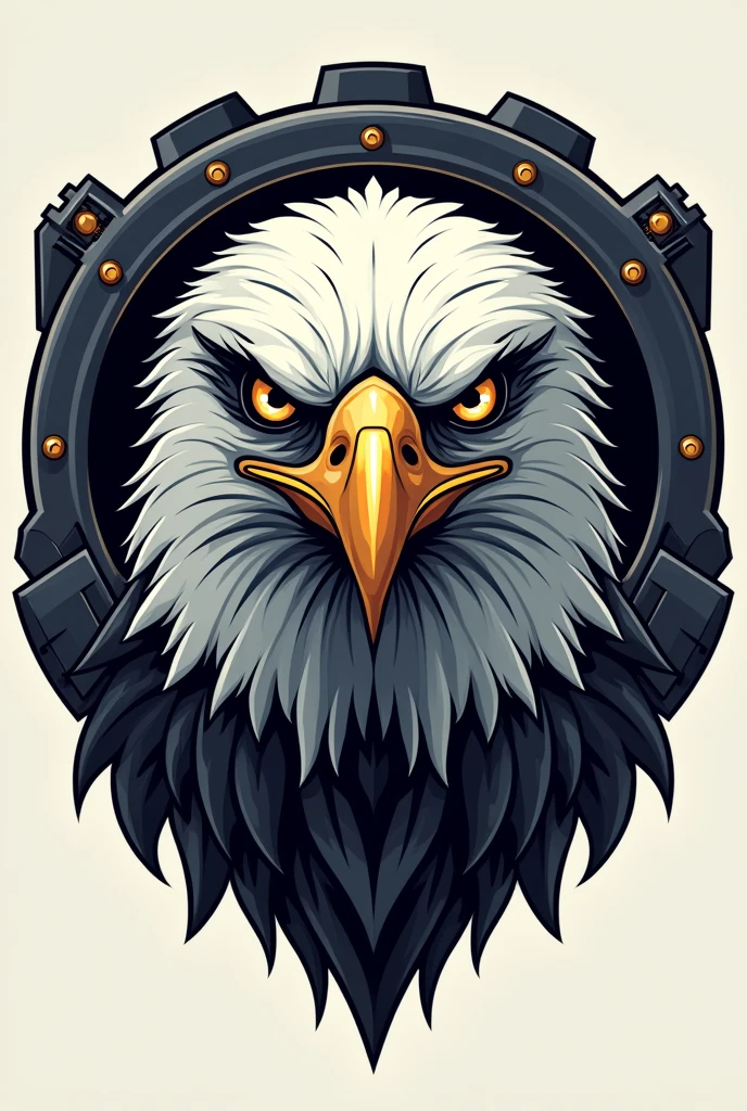 Make a logo with eagles face, illustrated, mechanical eagle logo