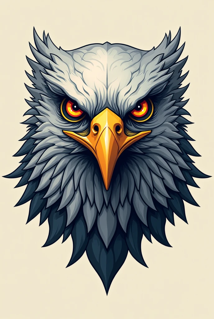 Make a logo with eagles face, illustrated, mechanical eagle logo , like aurous logo