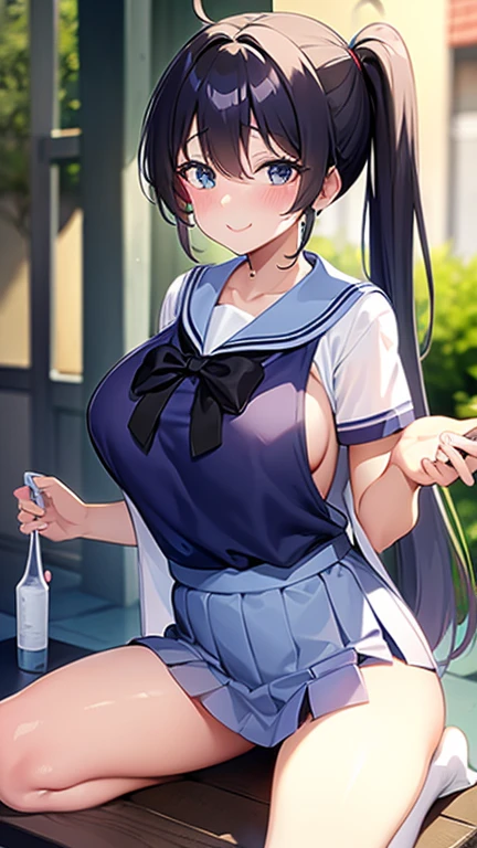 1girl. solo (wearing nothing:1.4), nsfw, large breasts, KAMIJOURUI, BLACK HAIR, HAIRCLIP, HAIR ORNAMENT, BANGS, VERY LONG HAIR, GREEN EYES, , cooking.  classroom,  space, nipple, (Sweating profusely, Love juice, Wet Woman, female ejaculation), ,, Peeing, lactation, projectile lactation