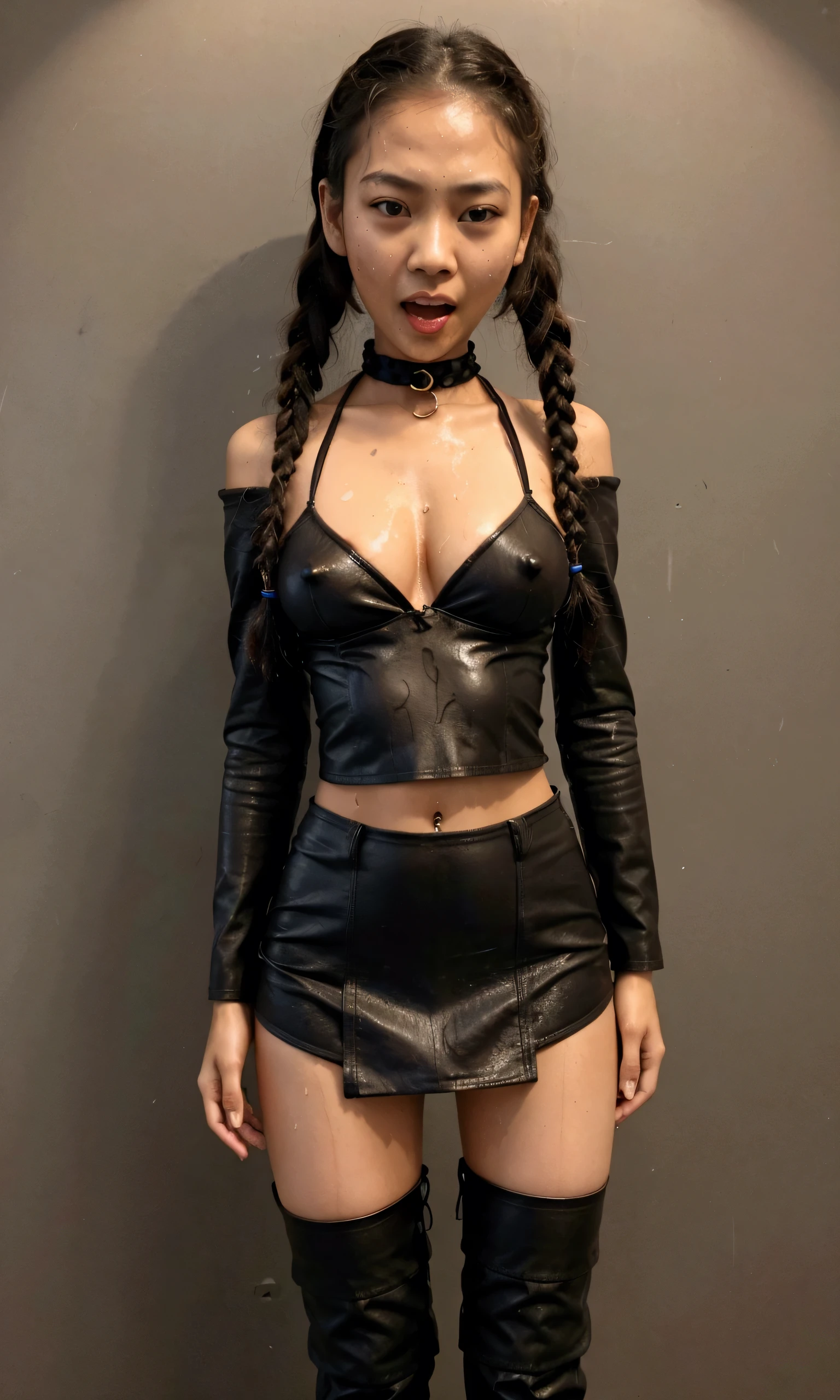 thinspo tanned braidded thai girl screaming huge painfull orgasm + huge pointy tits + very wet