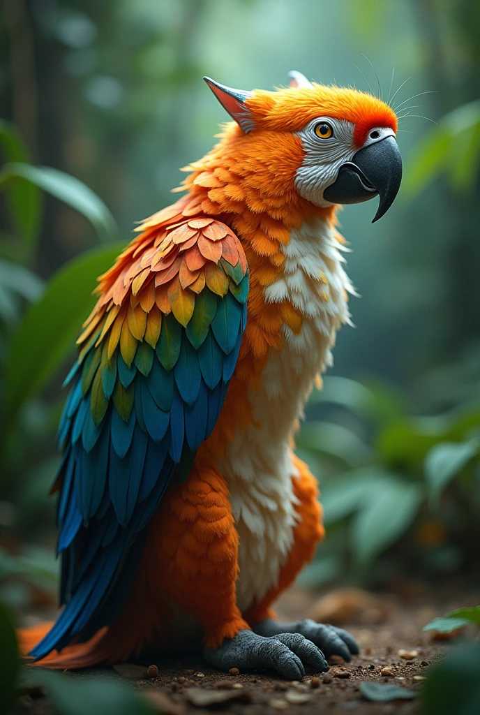 Cat with a parrot head