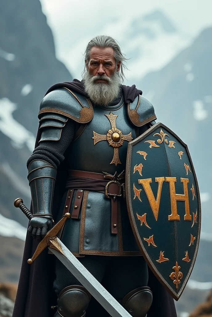 VH written, sword and shield