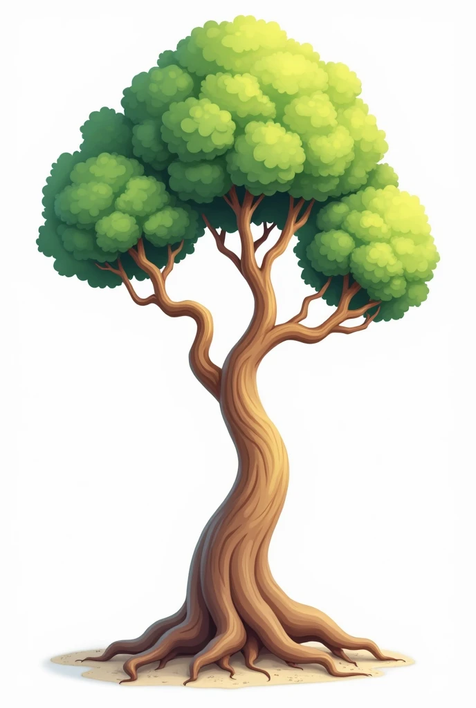 9-root tree with white background in cartoon