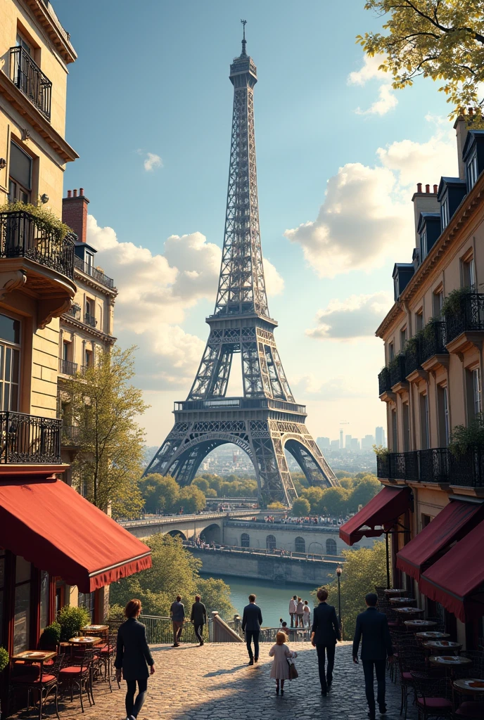 Create an image of Paris by looking at the Eiffel Tower