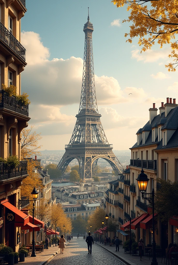 Create an image of Paris by looking at the Eiffel Tower