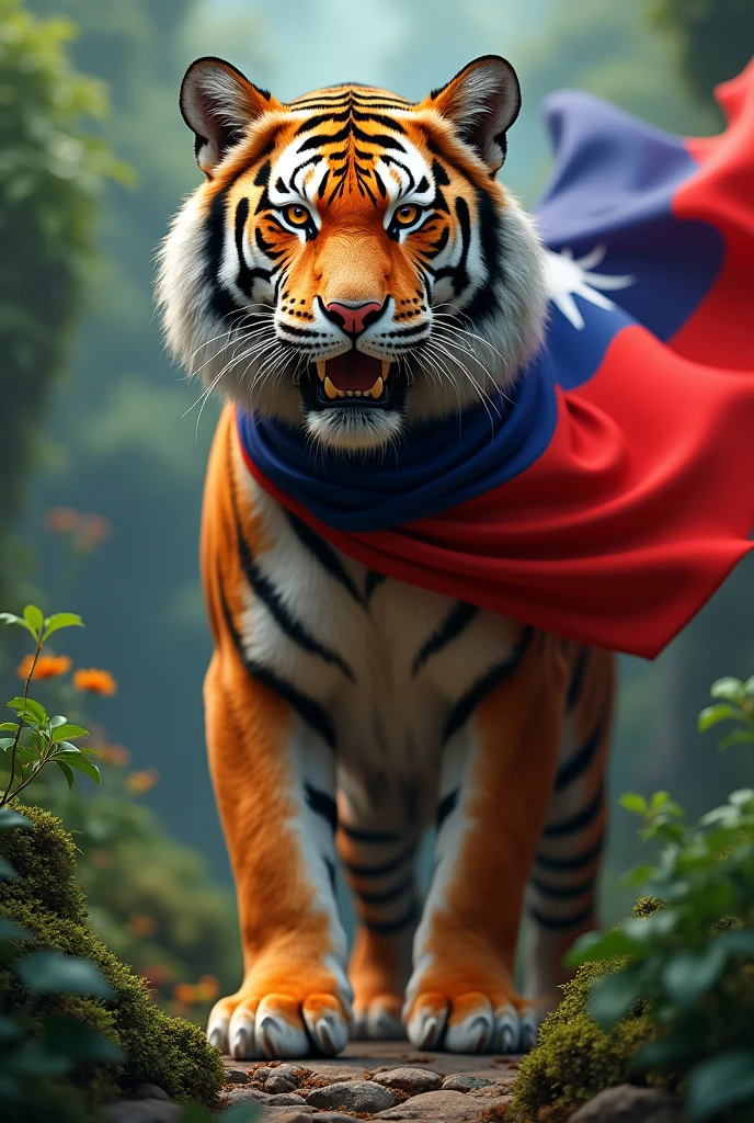 Tiger with the flag of Taiwan