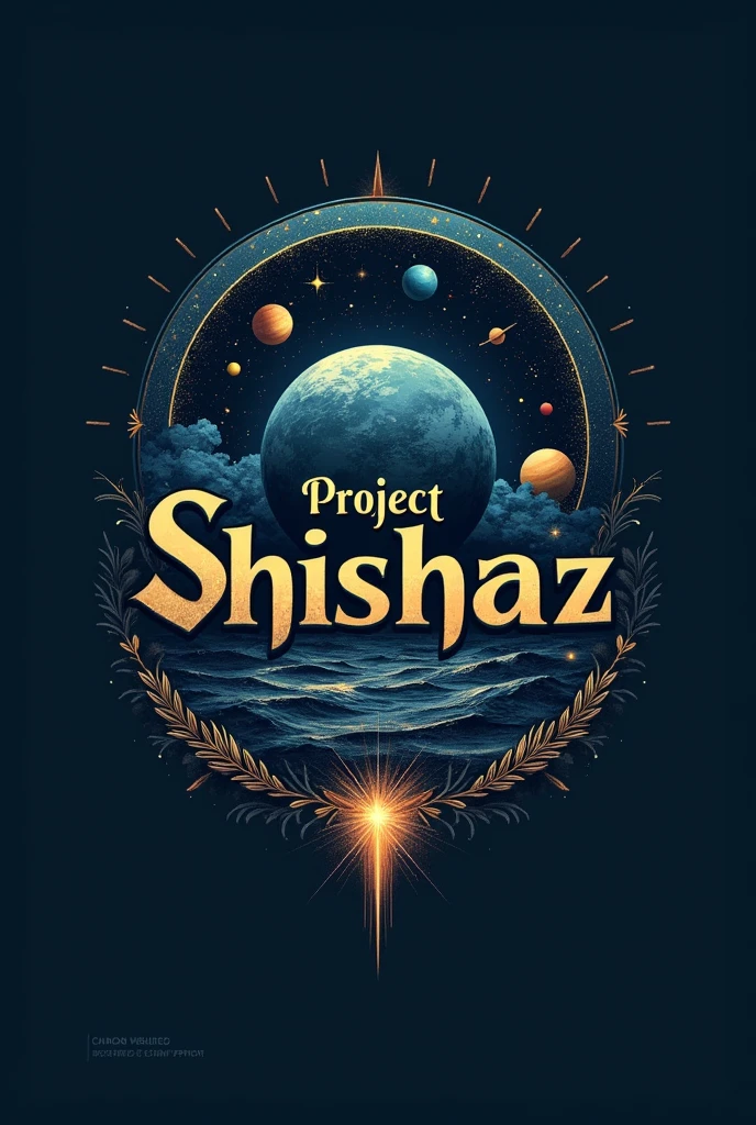 Make me project shishaz logo best and esthetic logo in good fonts representing cinematography, photography, astronomy, space, planets, universe, travelling, ocean, god, life , good days, perfect life 
