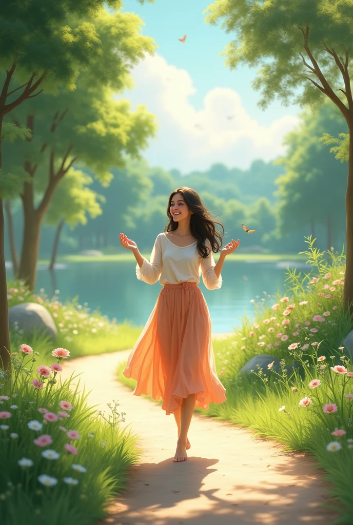 Girl walking and talking