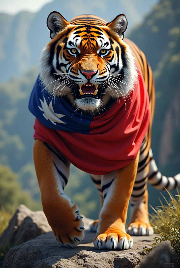 Tiger with Taiwan flag flying without wings 