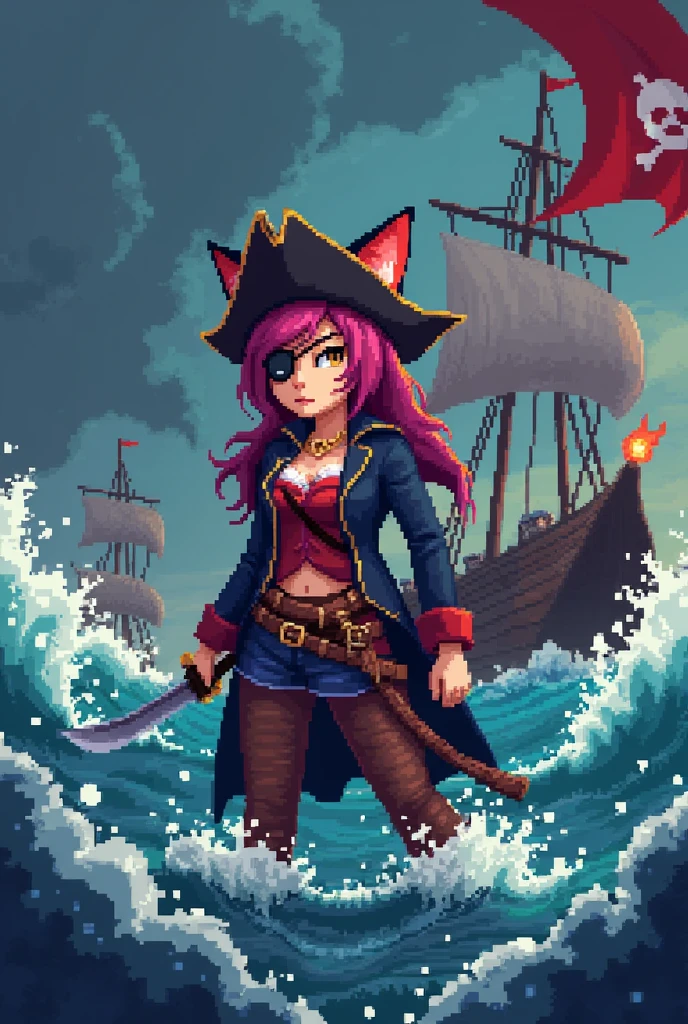 Pixel  catgirl pirate conquest evil