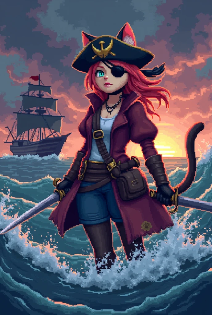 Pixel catgirl pirate conquest evil