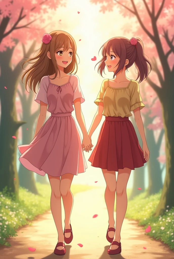 Beautiful pictures of anime girl couples 4 pictures in a single picture love!! Showing walking together!!
