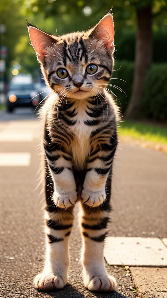 (kitten) , (standing:1.4) , (looking_at_viewer:1.4) , solo , animal , (symmetrical) , (masterpiece , best quality) , full body , (no_humans) , animal focus