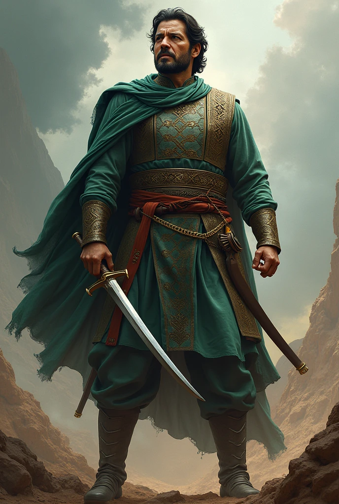 please make picture of imran khan standing as a warrior killing nawaz sharif. these are both Pakistani politicians.