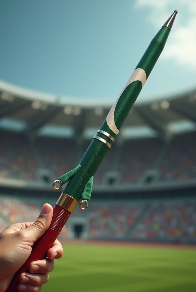 Javelin sport with Pakistan flag