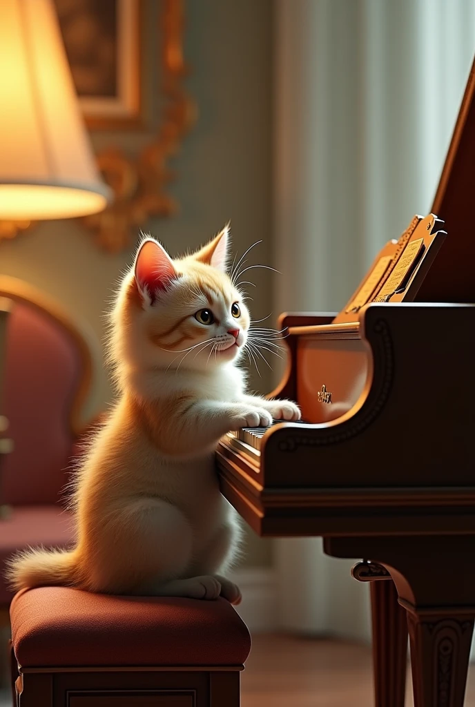 Cat playing piano