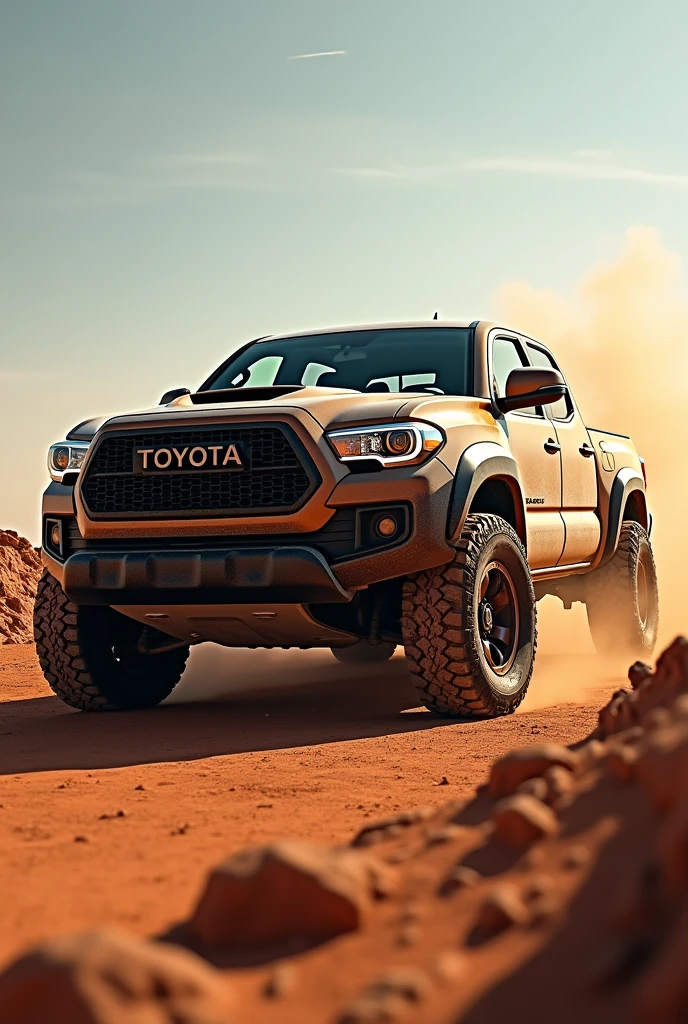 Toyota truck with a photo pose and in the middle of the image this original Toyota spare parts
