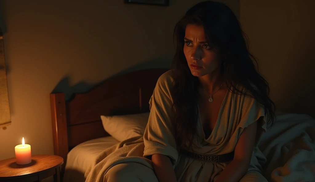 (best quality: 1.4), (Ultra Highres: 1.2), (photorealistic: 1.4), (8k, RAW photo: 1.2). The description of the Samaritan woman's physical appearance is not detailed in the biblical narrative, but her Samaritan origin suggests that she likely had similar characteristics to other people in the region. Without historical-cultural context, the story of the Samaritan woman. sitting in your bed at night, unable to sleep, worried