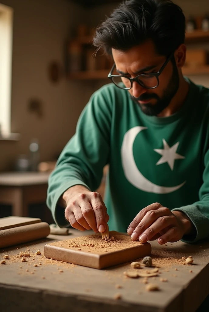 Creat and Instagram reel for furniture brand on happy independence day of Pakistan 14 august, use wooden prob , add carpenter working with wood cutting , add Pakistan flag 