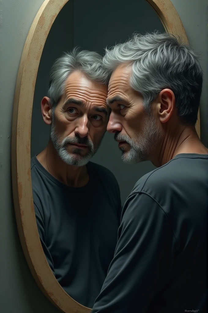 man looking in the mirror