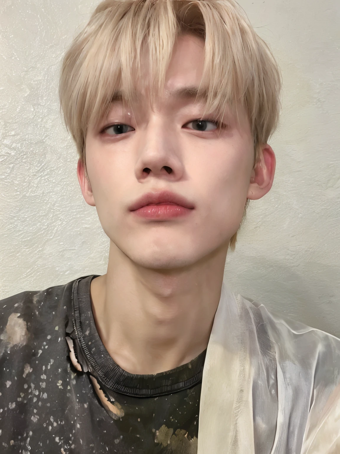 blond haired boy with a tie around his neck and a shirt on, kim doyoung, headshot profile picture, Yeonjun Choi, Choi Yeonjun right eyelid swollen, Yeonjun, taken in the early 2020s, hyung Yeonjun