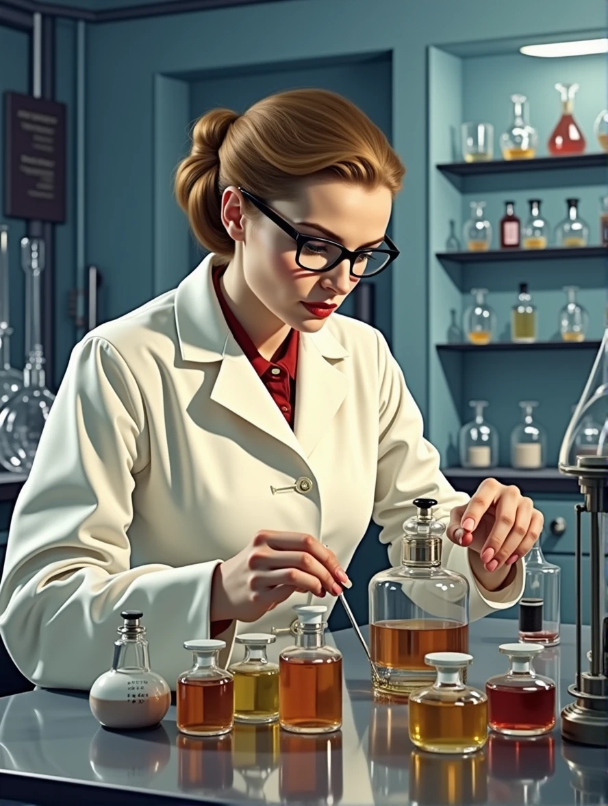 A cluttered laboratory with shelves of beakers, test tubes, and microscopes, all used to create groundbreaking medical devices and treatments.