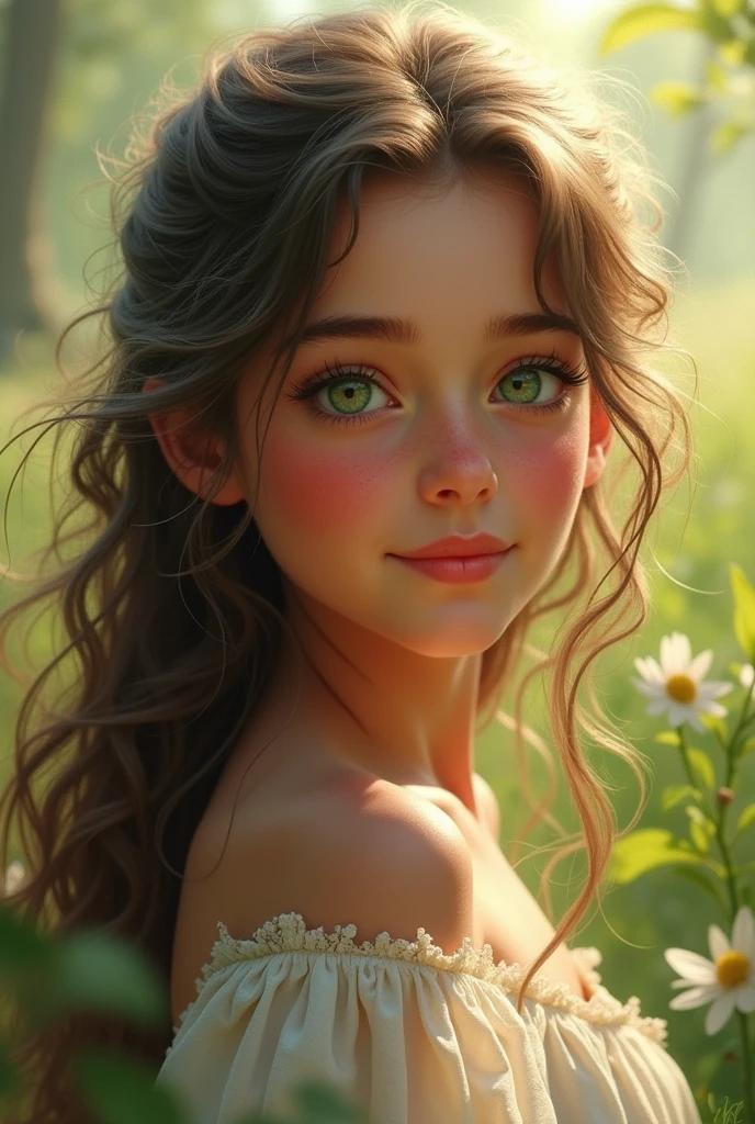 Beautiful girl, girl born in 2007, Spanish girl, green eyes  