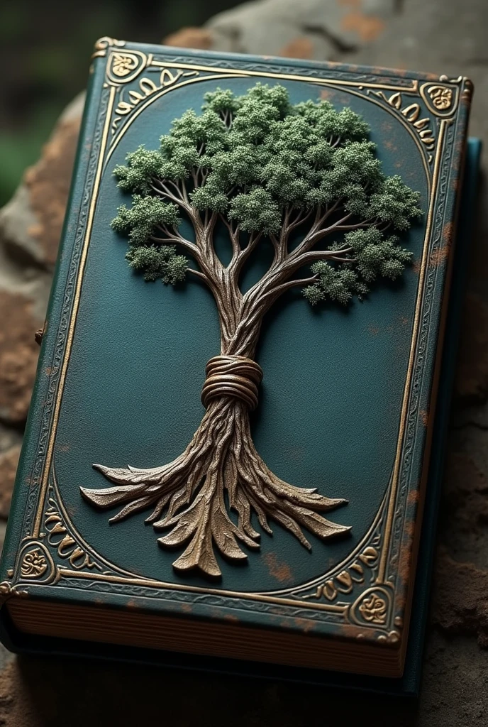 A book with a link that resembles two paths that join together and a tree that is also an arrow