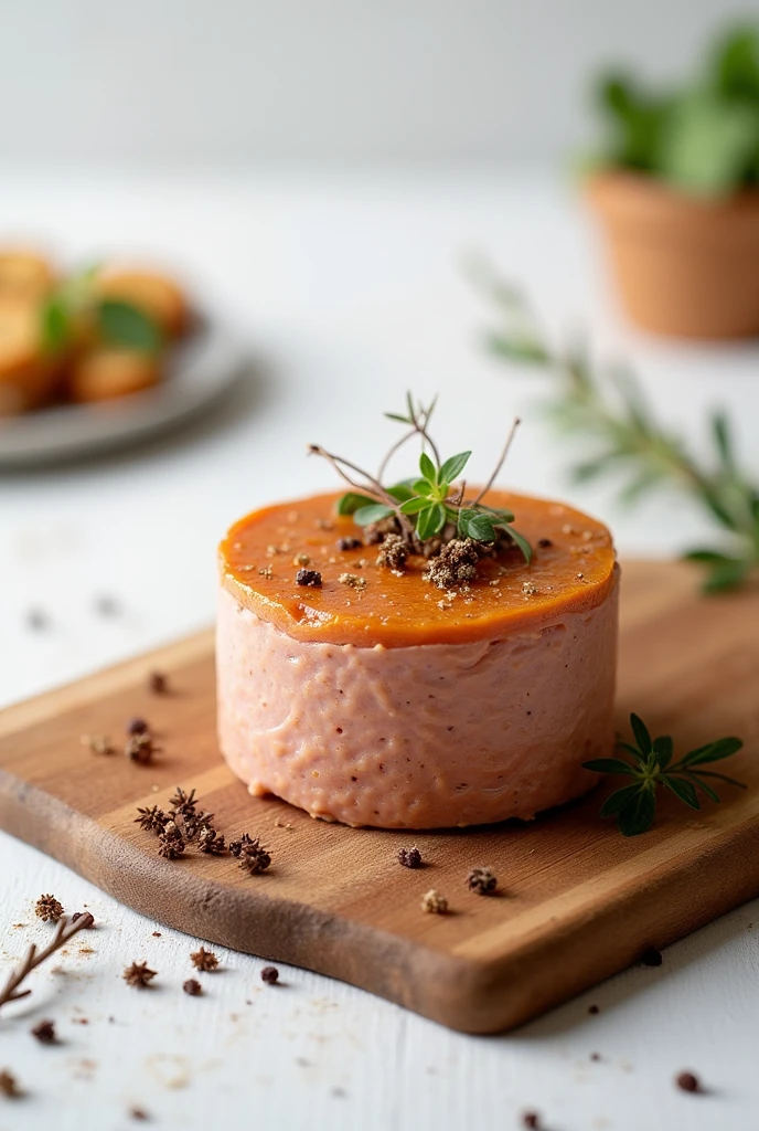 Stock photo of a packed pate on a table, White background