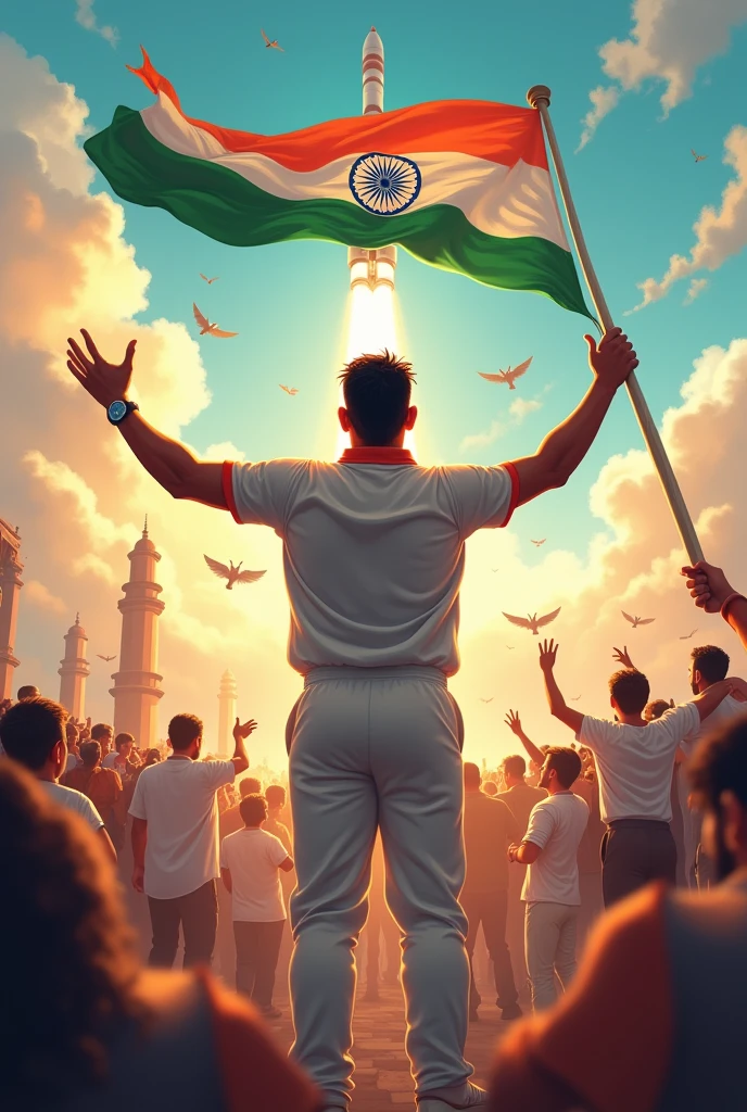 Man hosting indian flag and crushing women safety in sketch
