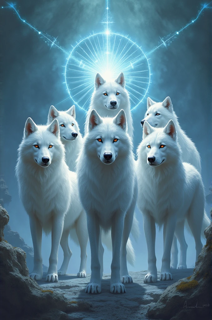 Seven divine wolves soon Where one appears ,stronger than the others
