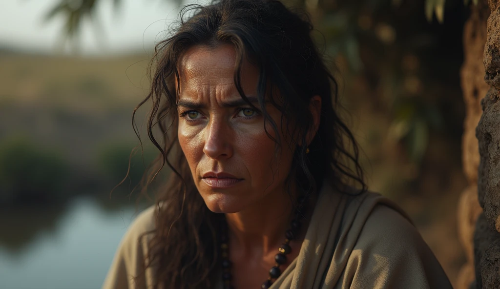 (best quality: 1.4), (Ultra Highres: 1.2), (photorealistic: 1.4), (8k, RAW photo: 1.2). The description of the Samaritan woman's physical appearance is not detailed in the biblical narrative, but her Samaritan origin suggests that she likely had similar characteristics to other people in the region. Without historical-cultural context, the story of the Samaritan woman. distressed and worried