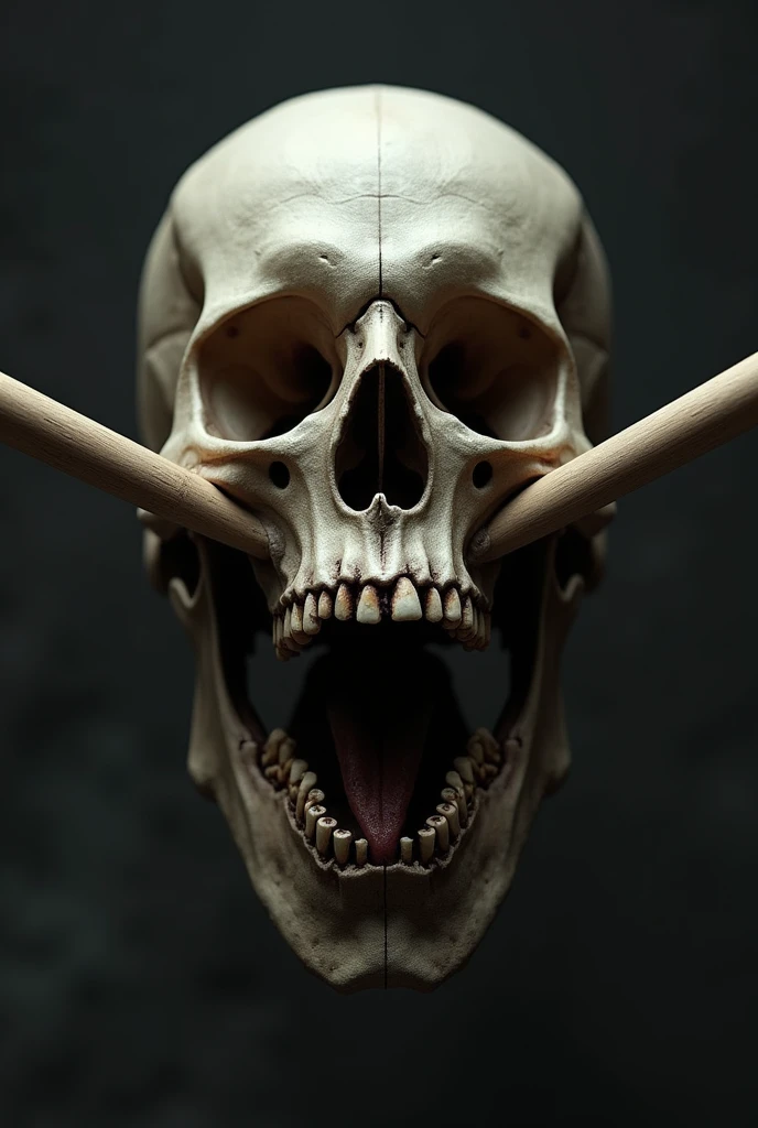 make a skull with two drumsticks stuck in it and with its mouth open