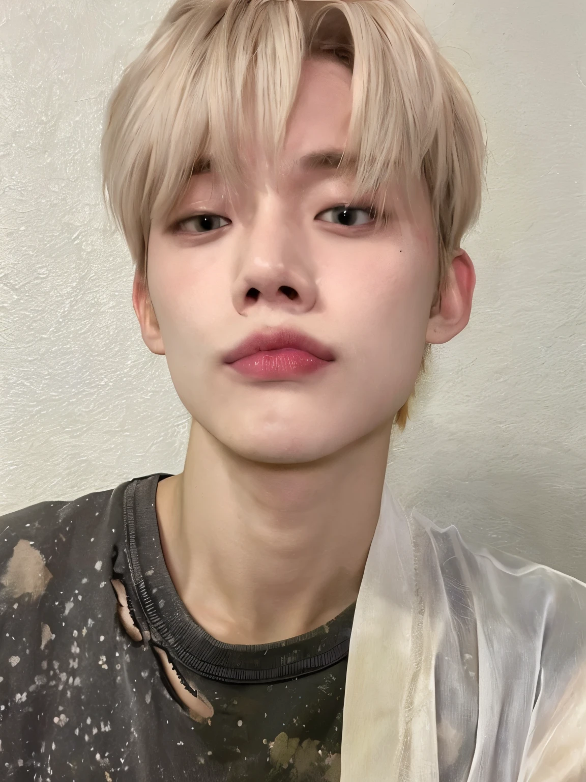 blond haired boy with a tie around his neck and a shirt on, kim doyoung, headshot profile picture, Yeonjun Choi, Choi Yeonjun right eyelid swollen, Yeonjun, taken in the early 2020s, hyung Yeonjun