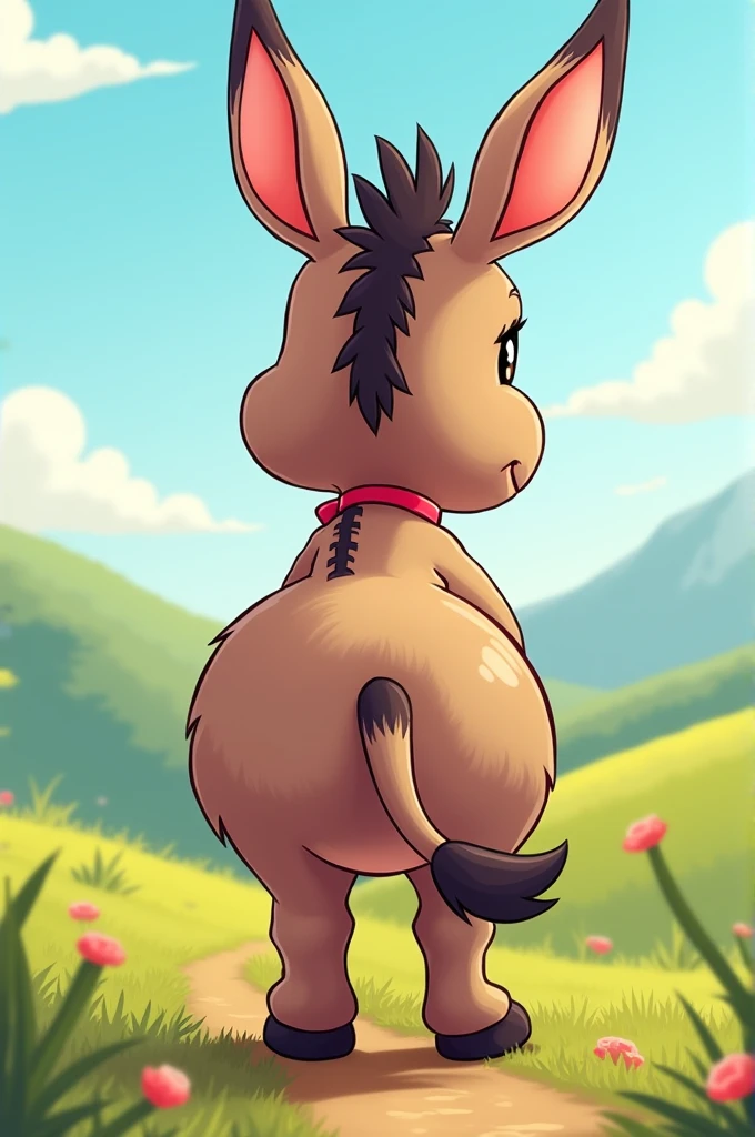 Female donkey from back cartoon style
