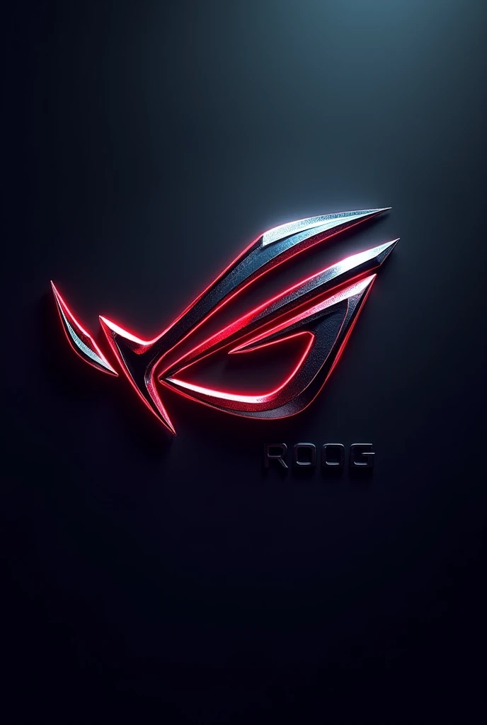 "Design a logo with a bold, aggressive style similar to the ASUS ROG logo. Incorporate a striking, angular icon that conveys power and high performance, reminiscent of the ROG's sleek and futuristic design. Use a color scheme that includes dark shades with vibrant accents, such as red or neon. Include a strong, modern font for the brand name that complements the high-tech and gaming-focused theme."