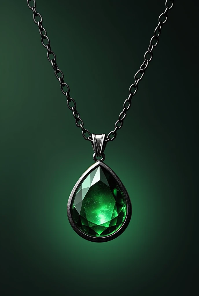 Ladies pendent, green stone, black chain , high quality, stylish design, only one stone, 