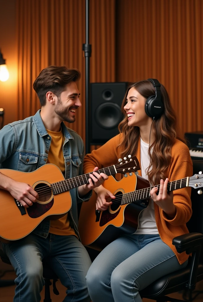 Happy Musician Couple in the Studio