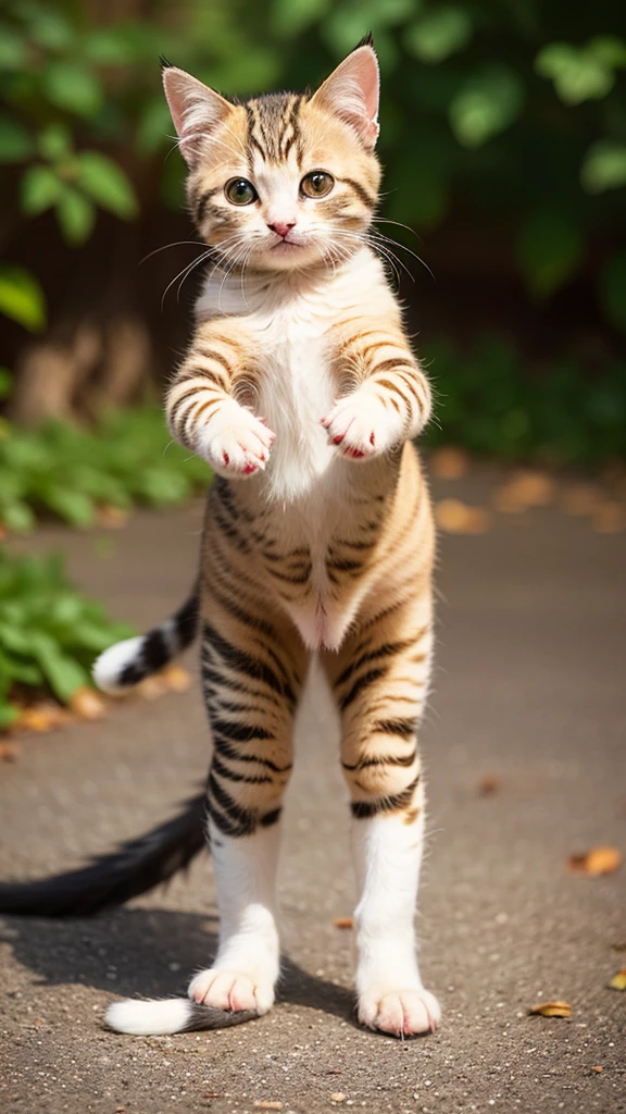 (kitten) , (standing:1.4) , (looking_at_viewer:1.4) , solo , animal , (symmetrical) , (masterpiece , best quality) , full body , (no_humans) , animal focus