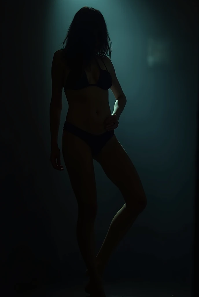 Female figure, face not visible, dark camera Sexy pose