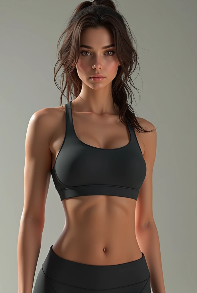 Women wearing sports bra with open navel