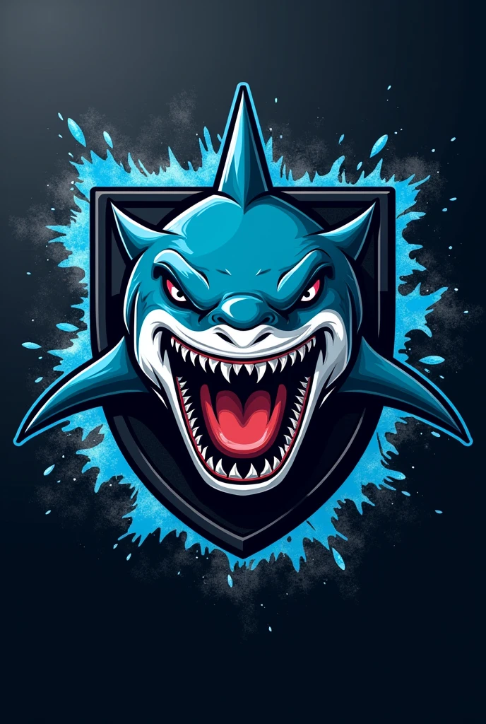 Team flag with blue and black colors with a shark highlighted