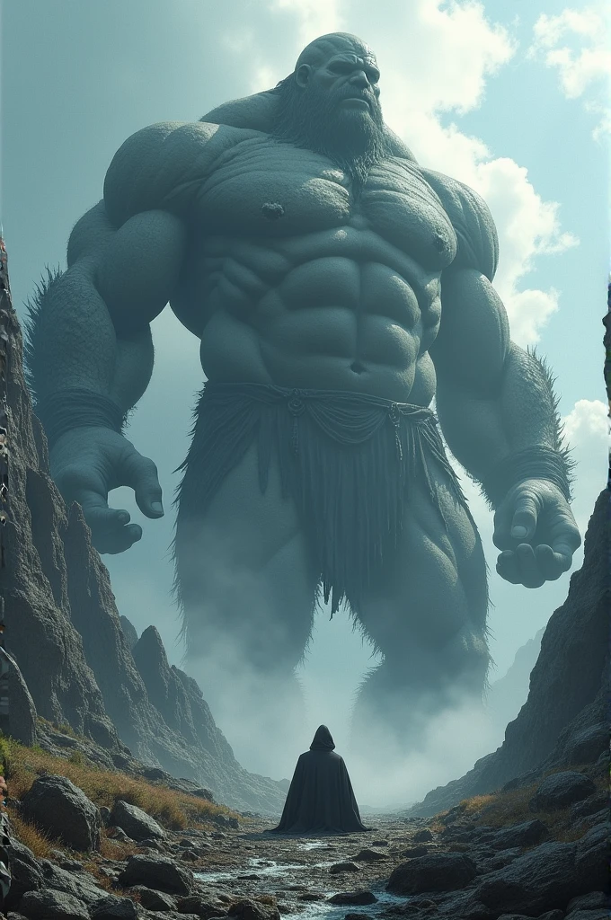 Giant as big as the mountain Making new mountain Camera at giant belly Sitting