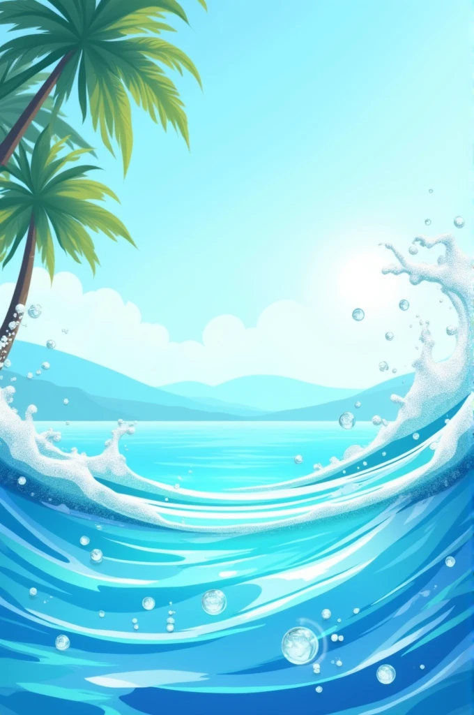 Summer background and banner with water, splash and waves in vector abstract shape BY
