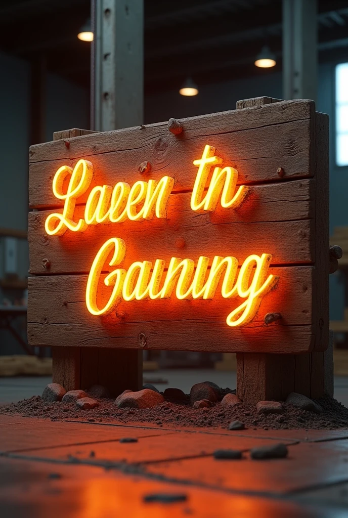 An eye-catching and dynamic 3D render of an advertisement for a laser cutting and engraving business. A large, light-colored wooden sign declares the service with bold, cursive lettering. Set against a dark background, the sign emits a sense of anticipation and excitement through its vibrant colors and 3D-like effect. The contrast between the dark burnt-in text and the bright sign further heightens the anticipation for the upcoming product reveal. Potential customers are drawn in by the enticing display and the promise of precision and creativity through laser cutting and engraving services., 3d render